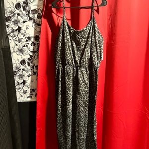 Old Navy black leopard spaghetti strap maxi dress.